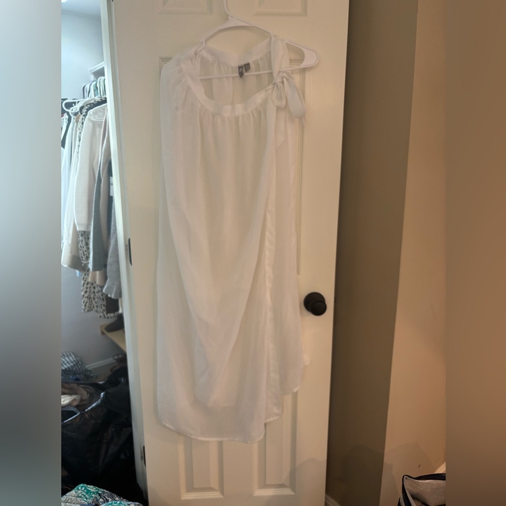 White skirt tie swim coverup